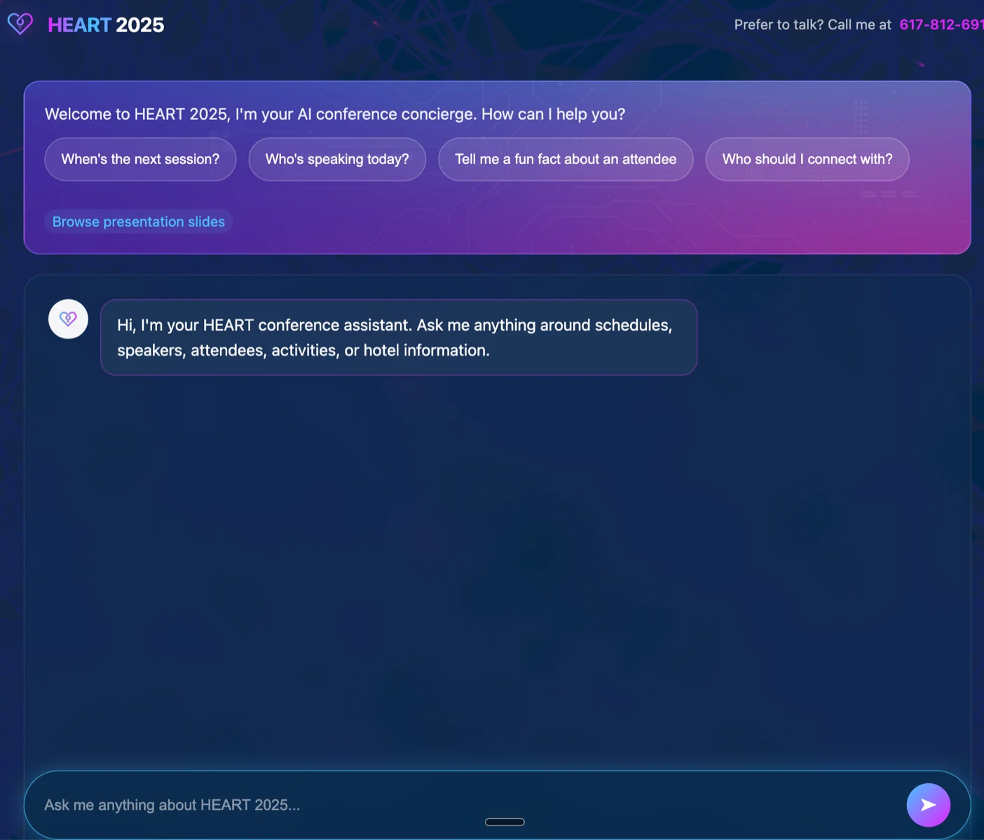 Custom HEART 2025 AI concierge